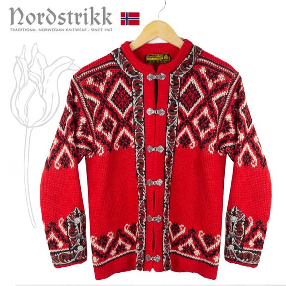 NORDSTRIKK Cardigan Wool Knitwear Fair Isle/Snowflake Pattern Sweater - Picture 2 of 16